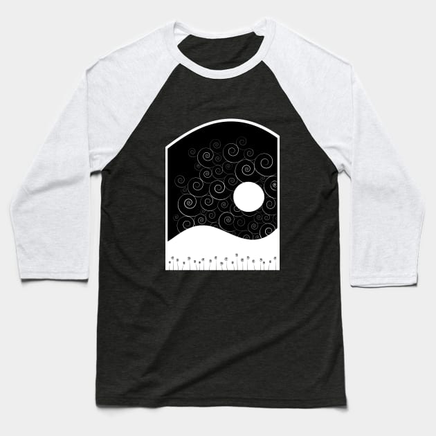 Winter Full Moon Landscape Baseball T-Shirt by NeddyBetty